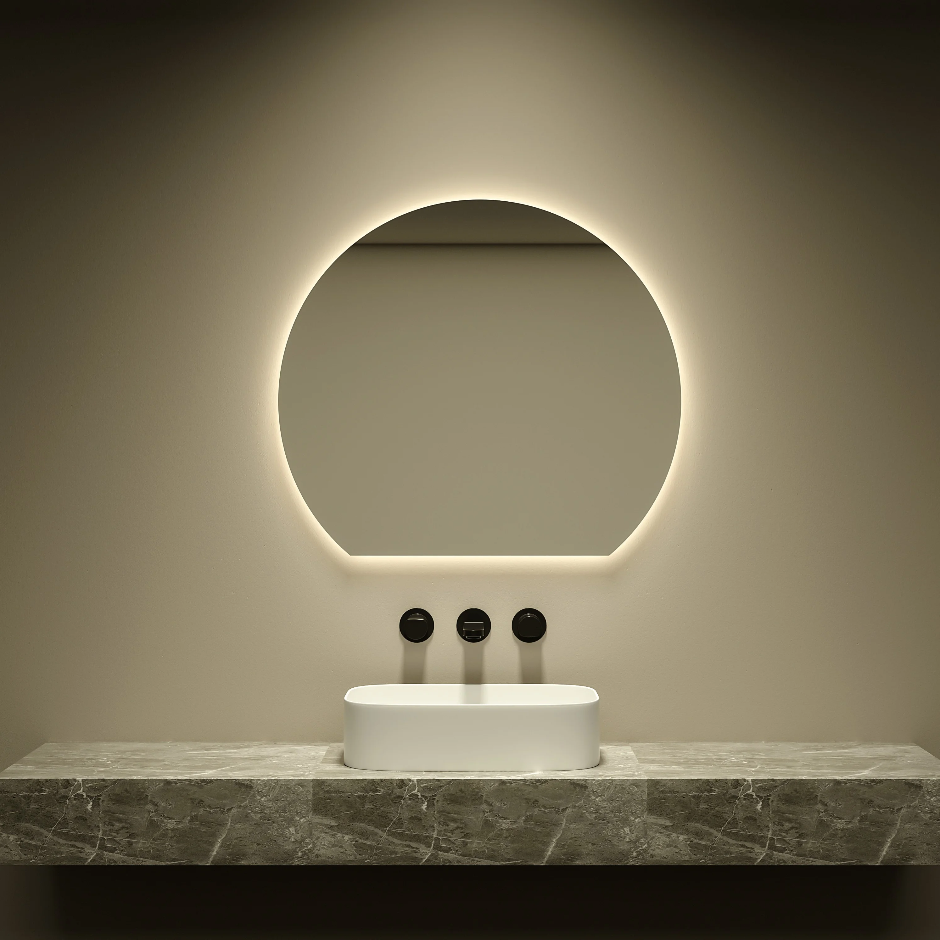 HALF MOON SMART BATHROOM MIRROR – 800x720MM | FRAMELESS | BLUETOOTH + MICRO MIRROR | SAA CERTIFIED