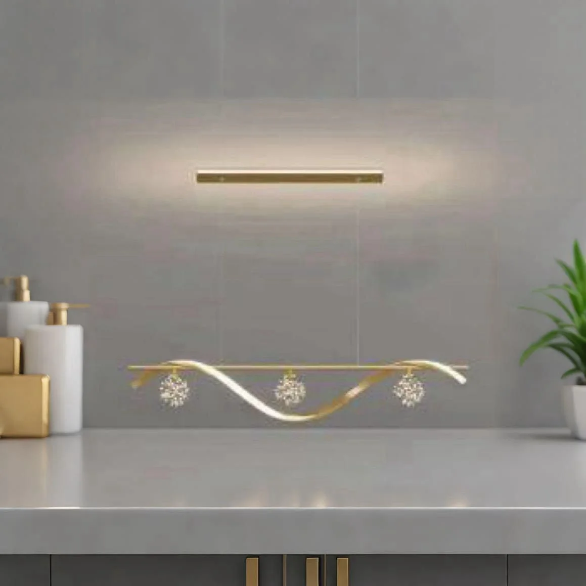 LuxeBeam Brass Gold Pendant Light – Premium Linear Designer Lighting TAKING ADVANCE ORDERS
